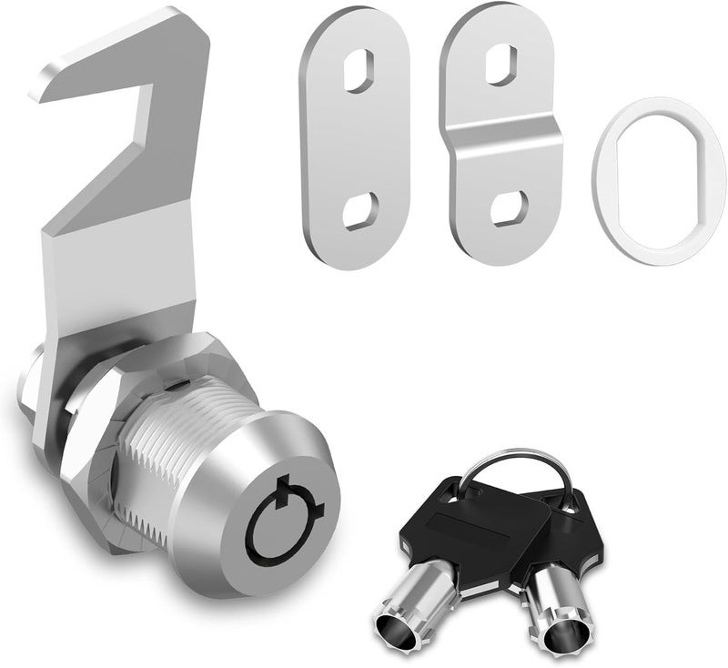 Hecfu 1 Pcs Tool Box Locks with Keys, Tubular Cam Lock 5/8" Keyed Alike, Hook Cam Toolbox Locks Secure Your Tool Box Mailbox Drawer Cabinet Lock, Silver, Zinc Alloy - Image 1